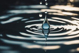 MYDREAMGUIDES.COM A falling drop of water that creates ripples in a pond.