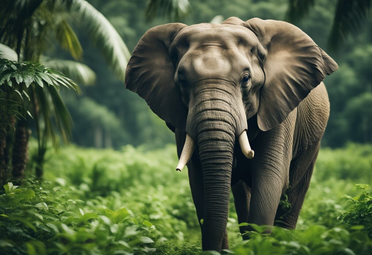 MYDREAMGUIDES.COM An elephant is wandering through the jungle.