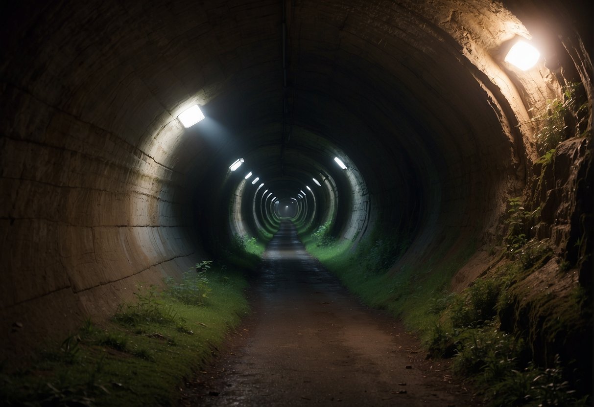 Dreams of underground tunnels: dim, twisting passages with eerie echoes. A sense of mystery and exploration, with hidden secrets waiting to be uncovered